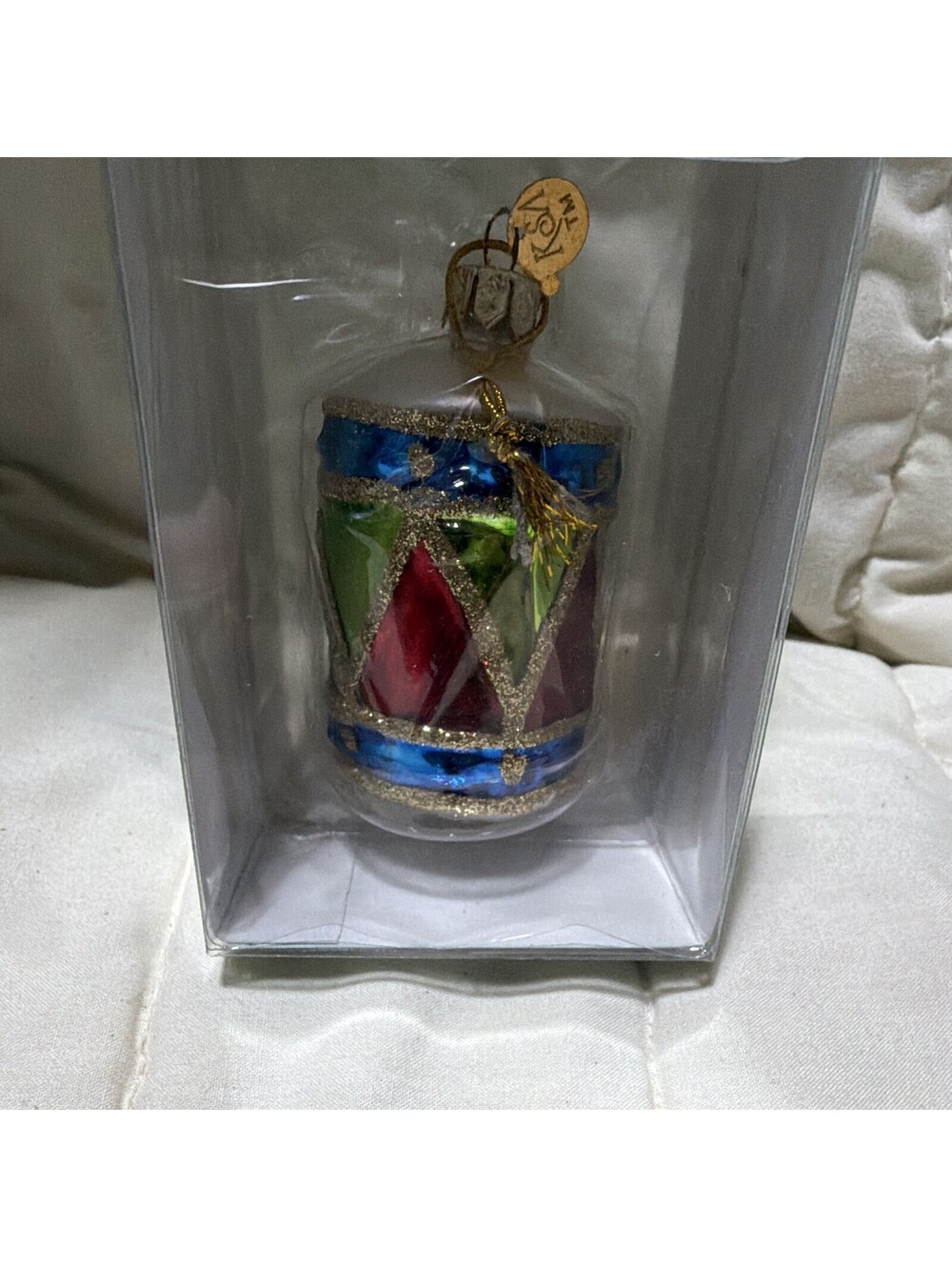 Kurt Adler Medallion Collection Glass Drum Ornament Hand Blown